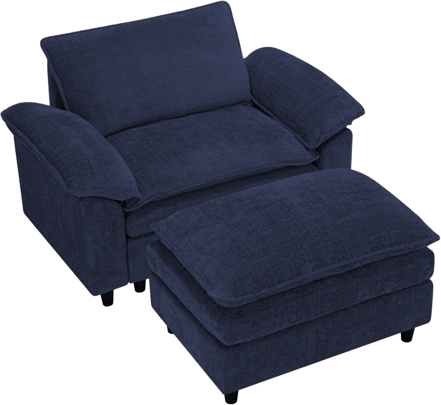 (Available only in Japan) Accent Chair with Ottoman – Single Sofa, Blue Gray - Image 4