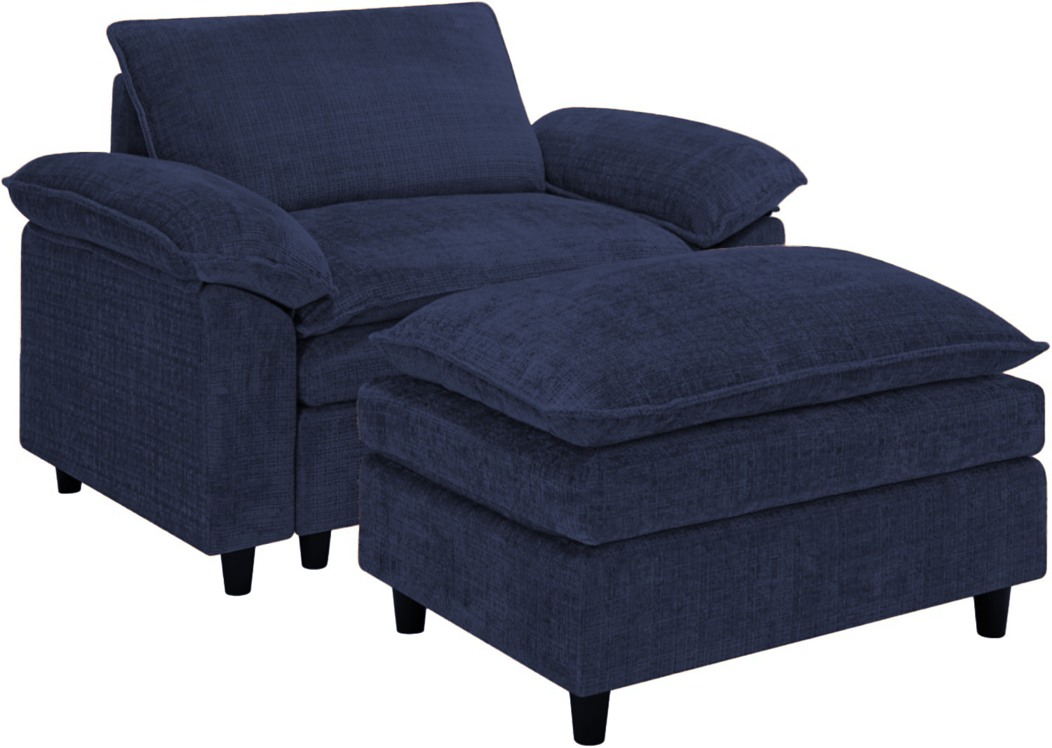 (Available only in Japan) Accent Chair with Ottoman – Single Sofa, Blue Gray - Image 5