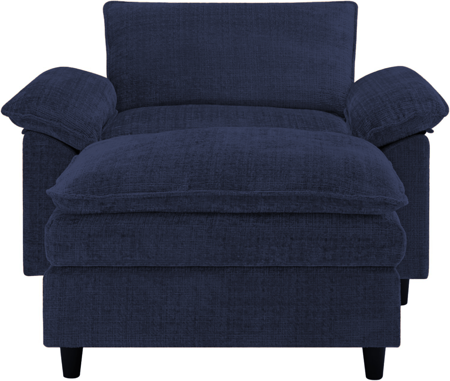 (Available only in Japan) Accent Chair with Ottoman – Single Sofa, Blue Gray - Image 3