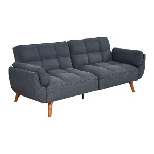 (Available only in Japan) Convertible Futon Sofa Bed – Double, Linen, Dark Gray