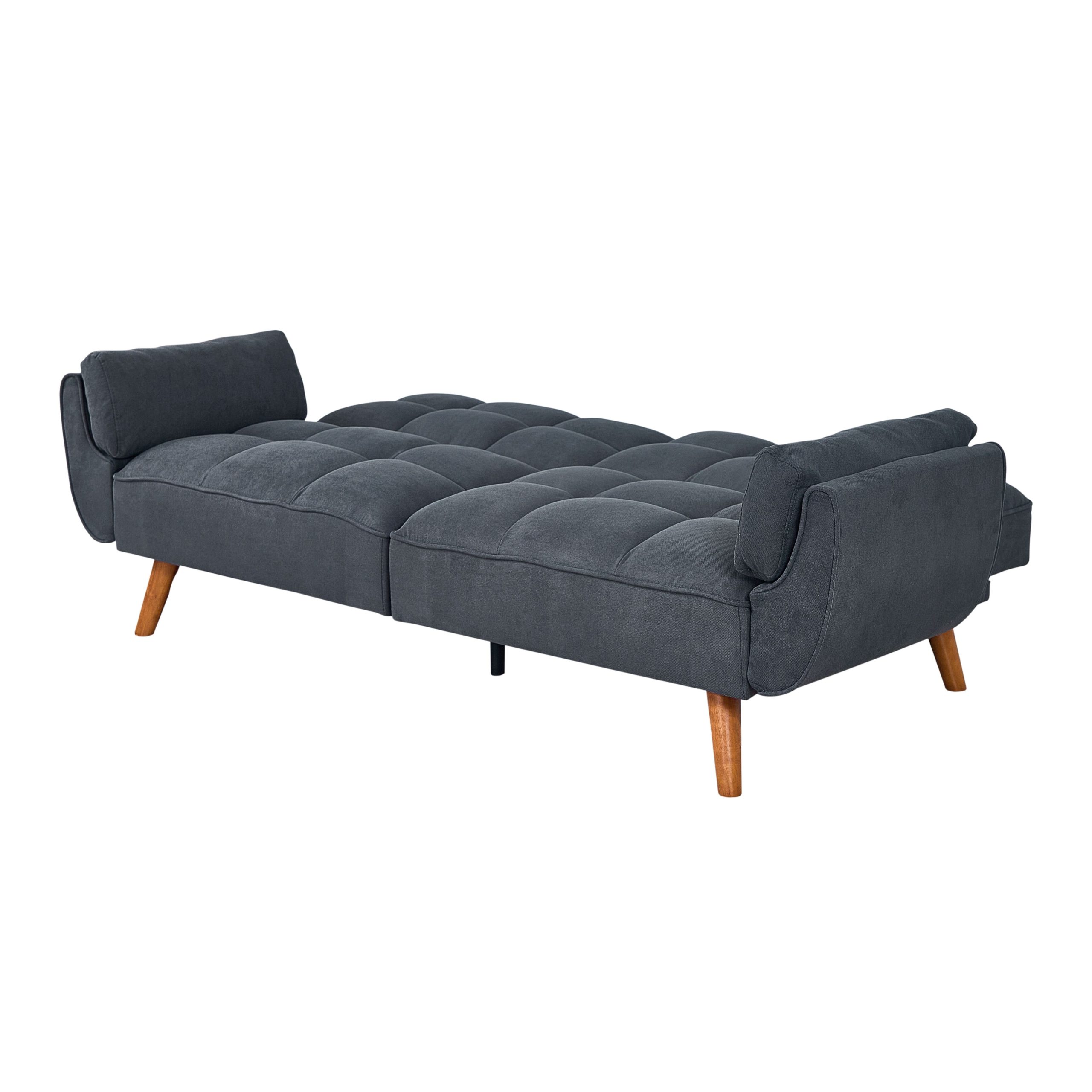 (Available only in Japan) Convertible Futon Sofa Bed – Double, Linen, Dark Gray